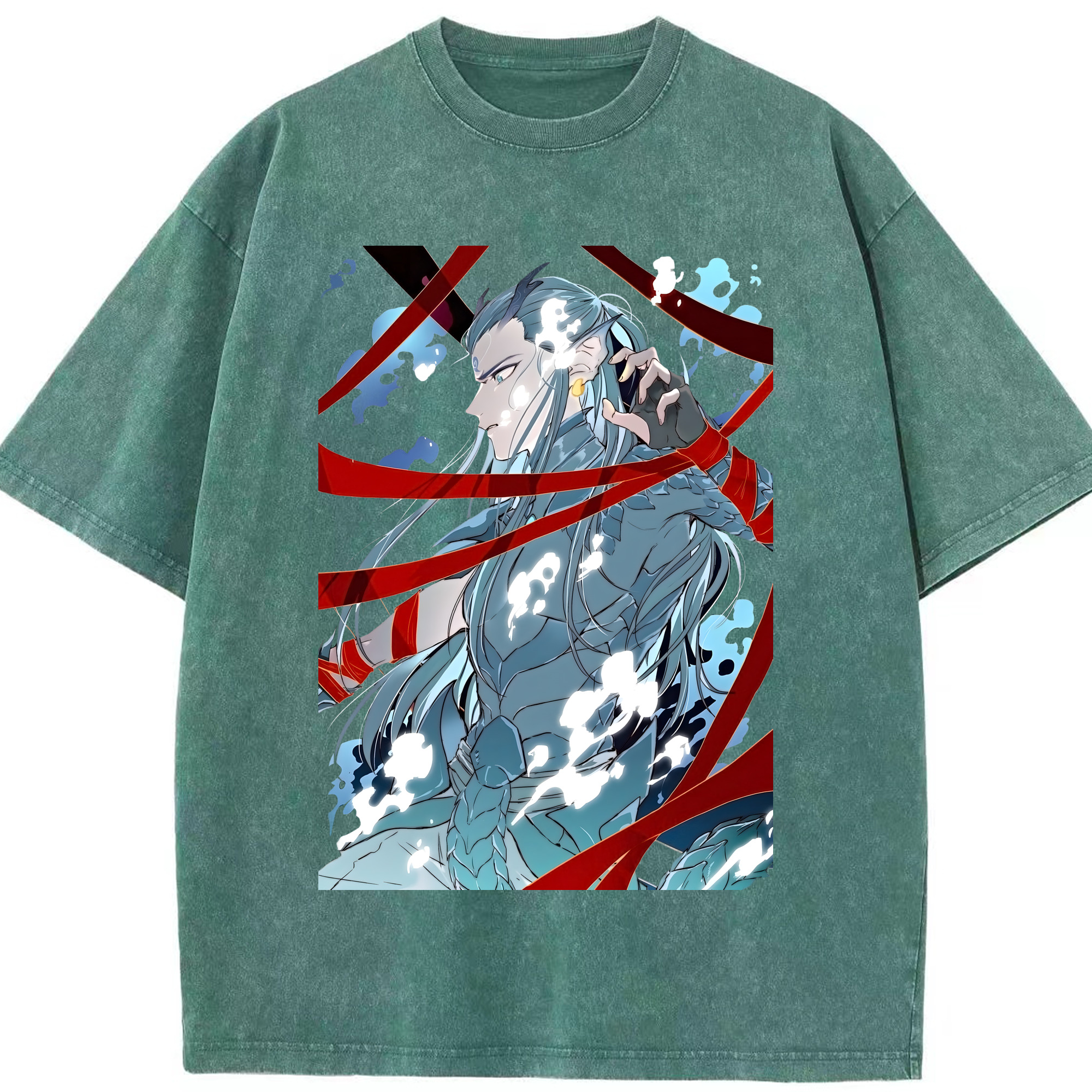 （画像用） Ne Zha 2 ナタ 魔童の大暴れ 綿100% ヴィンテージ風 半袖Tシャツ（フロントプリント）
